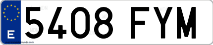 Ejemplo de matrícula de coche ordinaria 5408 FYM