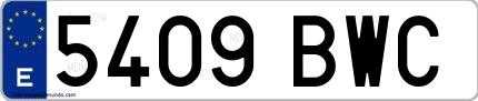 Ejemplo de matrícula española 5409 BWC