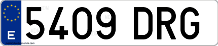 Ejemplo de matrícula de coche ordinaria 5409 DRG