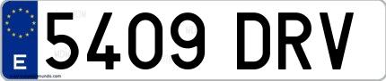 Ejemplo de matrícula española 5409 DRV