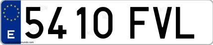 Ejemplo de matrícula española 5410 FVL