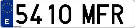 Ejemplo de matrícula española 5410 MFR