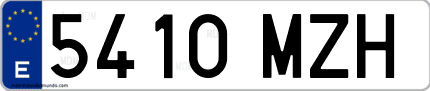 Ejemplo de matrícula de coche ordinaria 5410 MZH