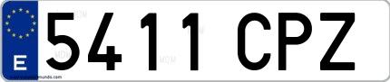 Ejemplo de matrícula española 5411 CPZ