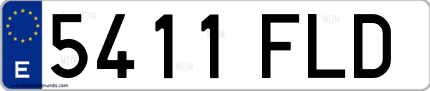 Ejemplo de matrícula de coche ordinaria 5411 FLD