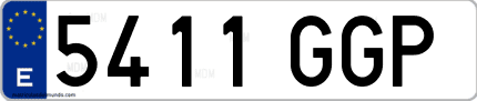Ejemplo de matrícula de coche ordinaria 5411 GGP