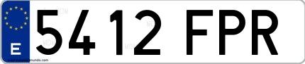 Ejemplo de matrícula española 5412 FPR