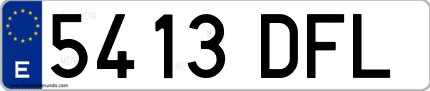 Ejemplo de matrícula de coche ordinaria 5413 DFL