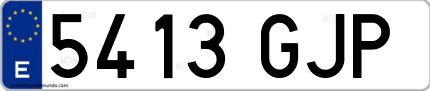 Ejemplo de matrícula de coche ordinaria 5413 GJP
