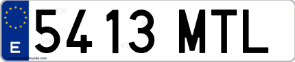 Ejemplo de matrícula de coche ordinaria 5413 MTL