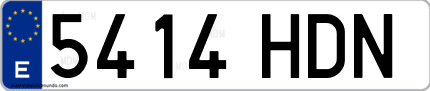 Ejemplo de matrícula de coche ordinaria 5414 HDN