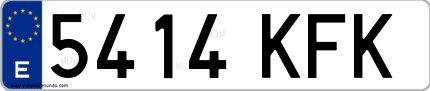 Ejemplo de matrícula española 5414 KFK