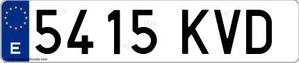 Ejemplo de matrícula española 5415 KVD
