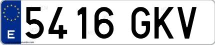 Ejemplo de matrícula española 5416 GKV
