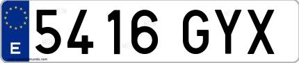 Ejemplo de matrícula española 5416 GYX
