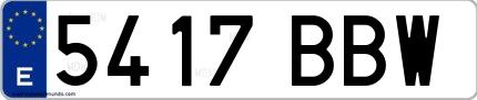 Ejemplo de matrícula española 5417 BBW