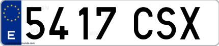 Ejemplo de matrícula de coche ordinaria 5417 CSX