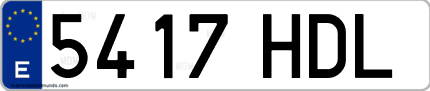 Ejemplo de matrícula de coche ordinaria 5417 HDL