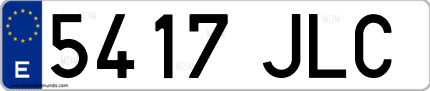 Ejemplo de matrícula de coche ordinaria 5417 JLC