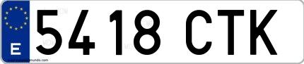 Ejemplo de matrícula española 5418 CTK