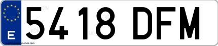 Ejemplo de matrícula española 5418 DFM