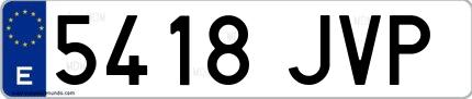 Ejemplo de matrícula española 5418 JVP