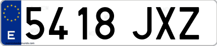 Ejemplo de matrícula de coche ordinaria 5418 JXZ