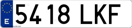 Ejemplo de matrícula española 5418 LKF