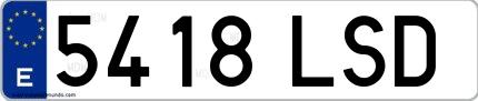 Ejemplo de matrícula española 5418 LSD