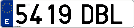 Ejemplo de matrícula de coche ordinaria 5419 DBL