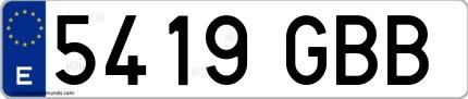 Ejemplo de matrícula española 5419 GBB