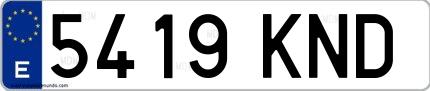 Ejemplo de matrícula española 5419 KND