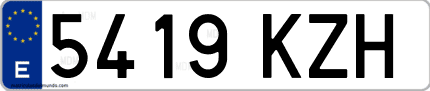 Ejemplo de matrícula de coche ordinaria 5419 KZH