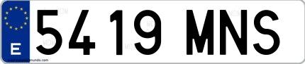 Ejemplo de matrícula española 5419 MNS