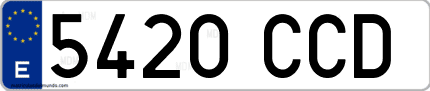 Ejemplo de matrícula de coche ordinaria 5420 CCD