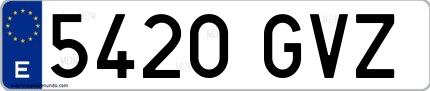 Ejemplo de matrícula española 5420 GVZ