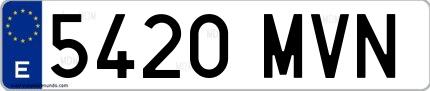 Ejemplo de matrícula española 5420 MVN