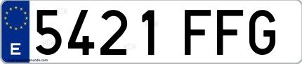 Ejemplo de matrícula española 5421 FFG