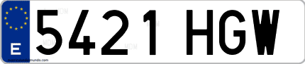Ejemplo de matrícula de coche ordinaria 5421 HGW
