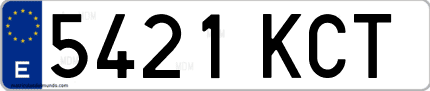 Ejemplo de matrícula de coche ordinaria 5421 KCT