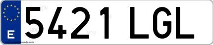 Ejemplo de matrícula española 5421 LGL
