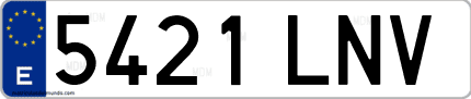 Ejemplo de matrícula de coche ordinaria 5421 LNV