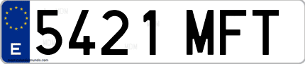 Ejemplo de matrícula de coche ordinaria 5421 MFT