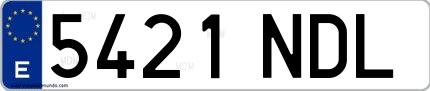 Ejemplo de matrícula española 5421 NDL