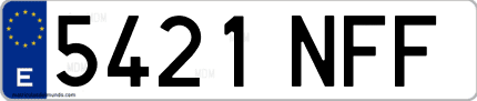 Ejemplo de matrícula de coche ordinaria 5421 NFF