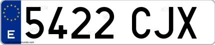 Ejemplo de matrícula española 5422 CJX