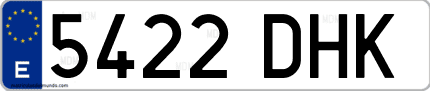 Ejemplo de matrícula de coche ordinaria 5422 DHK