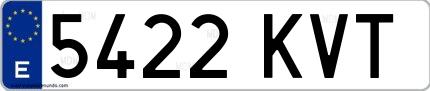 Ejemplo de matrícula española 5422 KVT