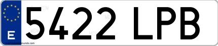 Ejemplo de matrícula española 5422 LPB