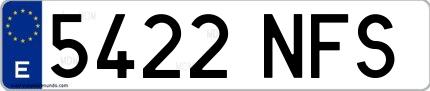 Ejemplo de matrícula española 5422 NFS